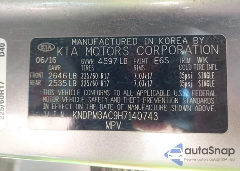 2017 Kia Sportage Lx из США, поврежденный, VIN KNDPM3AC9H7140743